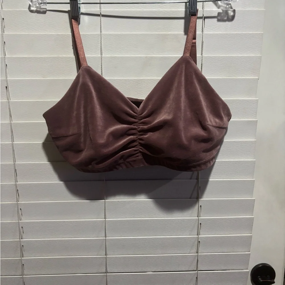 JoyLab Mauve Pink Velvet Bandeau Bra - Picture 1 of 8